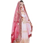 Indian Sari Scarf Mesh Embroidery Ethnic India Pakistan Clothing Silk Headscarf Muslim Shawl Hijab Scarves Women (Only Dupattas)