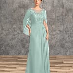 Mother of the Bride Dresses for Wedding Party Dress Long Chiffon Lace Applique Wedding Guest Dresses