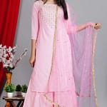 Pink Salwar Kameez Sharara Suit Indian Wedding Dress Pink Floral Kurtas