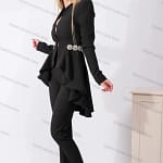 Crystals Black Women Suit Pants Set 2 Piece Hi-Lo Blazer+Trousers Wedding Tuxedo Formal Office Lady Jacket Tailored Coat