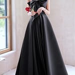 Elegant Temperament Prom Vestidos Bow Draped One-shoulder Strapless Cross Lace Up Graduation Dress Trendy Party Evening Dresses