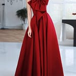 Elegant Temperament Prom Vestidos Bow Draped One-shoulder Strapless Cross Lace Up Graduation Dress Trendy Party Evening Dresses