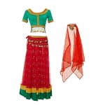 New Women's Indian Boho Bollywood Belly Dance Hippie Gypsy Dress Belly Dance Costume Top Long Skirt  Belt Sari headpiece Blue