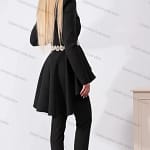 Crystals Black Women Suit Pants Set 2 Piece Hi-Lo Blazer+Trousers Wedding Tuxedo Formal Office Lady Jacket Tailored Coat