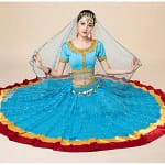 New Women's Indian Boho Bollywood Belly Dance Hippie Gypsy Dress Belly Dance Costume Top Long Skirt  Belt Sari headpiece Blue