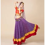 New Women's Indian Boho Bollywood Belly Dance Hippie Gypsy Dress Belly Dance Costume Top Long Skirt  Belt Sari headpiece Blue