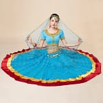 New Women's Indian Boho Bollywood Belly Dance Hippie Gypsy Dress Belly Dance Costume Top Long Skirt  Belt Sari headpiece Blue
