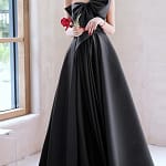 Elegant Temperament Prom Vestidos Bow Draped One-shoulder Strapless Cross Lace Up Graduation Dress Trendy Party Evening Dresses
