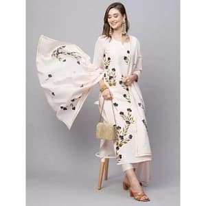 Beautiful Top Kurti Pant Dupatta Set Women Salwar Suit