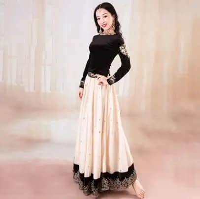 2022 India Clothing Sarees For Performance Woman  Lehenga Choli Black Belly Dancing Dress Nepal Pakistan Embroideried Lady Dress