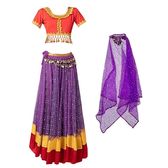 New Women's Indian Boho Bollywood Belly Dance Hippie Gypsy Dress Belly Dance Costume Top Long Skirt  Belt Sari headpiece Blue
