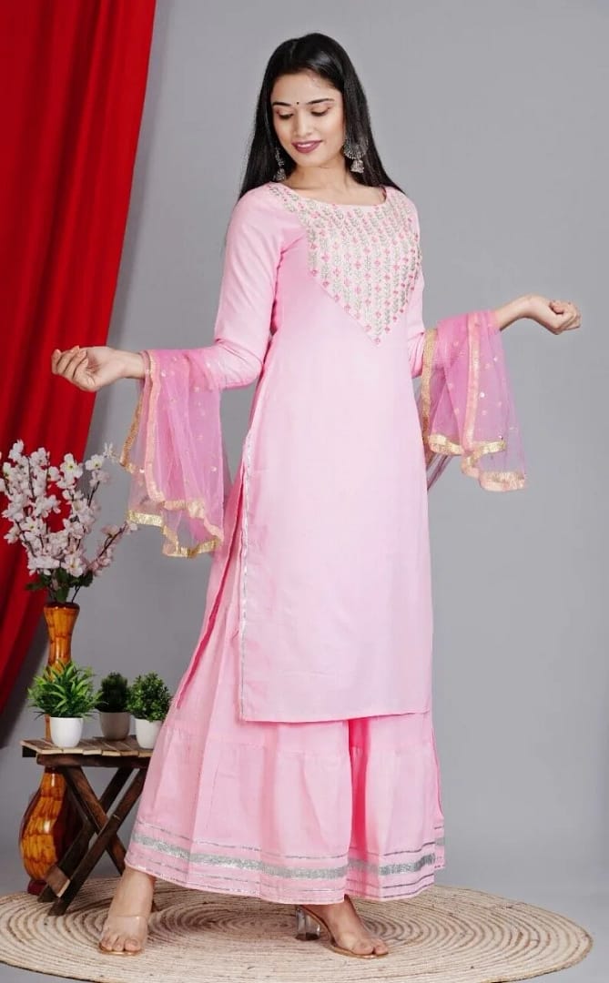 Pink Salwar Kameez Sharara Suit Indian Wedding Dress Pink Floral Kurtas