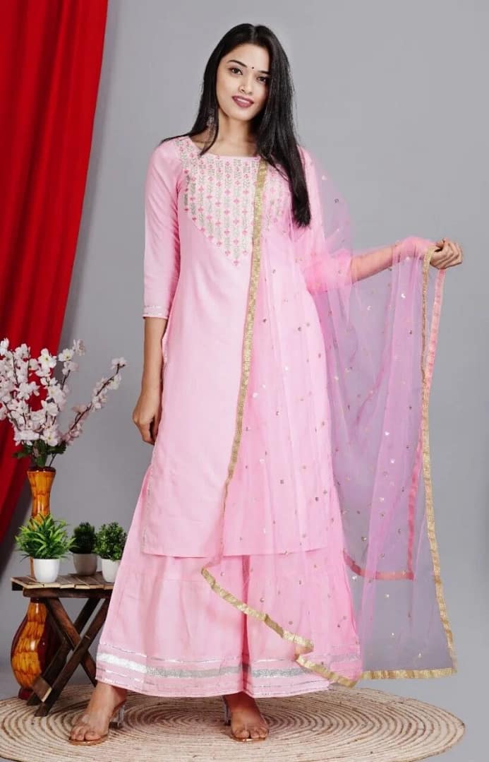 Pink Salwar Kameez Sharara Suit Indian Wedding Dress Pink Floral Kurtas