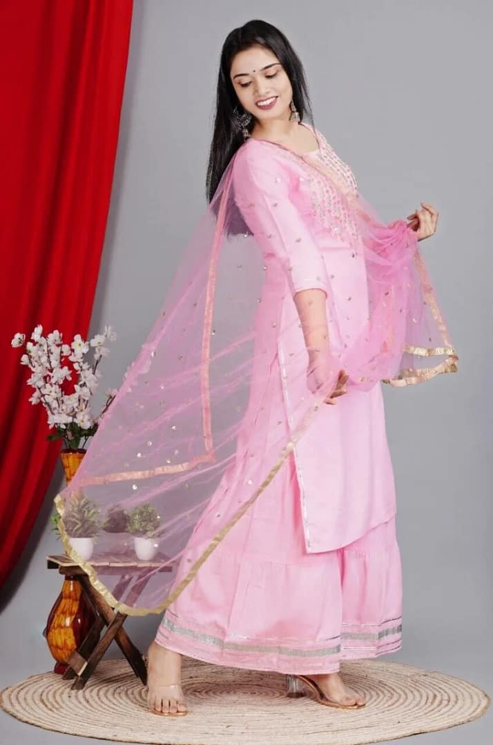 Pink Salwar Kameez Sharara Suit Indian Wedding Dress Pink Floral Kurtas