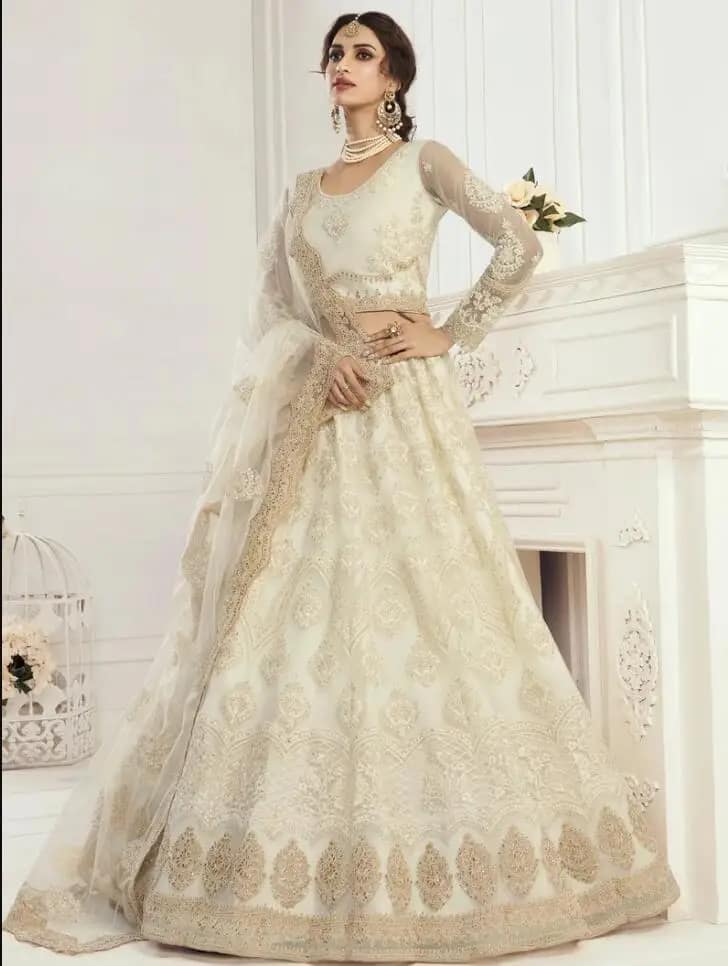 Champagne Iovry Prom dresses with wrap Lehenga Choli Embroidered Dupatta Girlish Indian Long sleeve Choli Asian Evening Gown