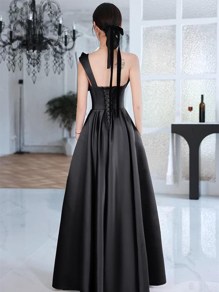 Elegant Temperament Prom Vestidos Bow Draped One-shoulder Strapless Cross Lace Up Graduation Dress Trendy Party Evening Dresses