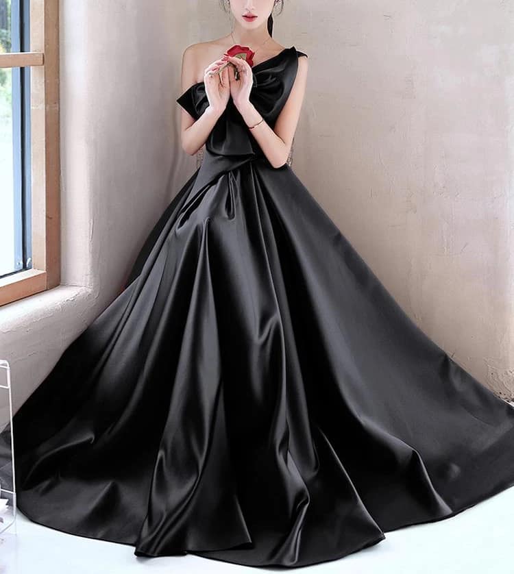 Elegant Temperament Prom Vestidos Bow Draped One-shoulder Strapless Cross Lace Up Graduation Dress Trendy Party Evening Dresses