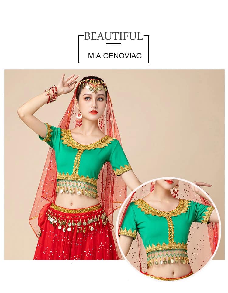 New Women's Indian Boho Bollywood Belly Dance Hippie Gypsy Dress Belly Dance Costume Top Long Skirt  Belt Sari headpiece Blue