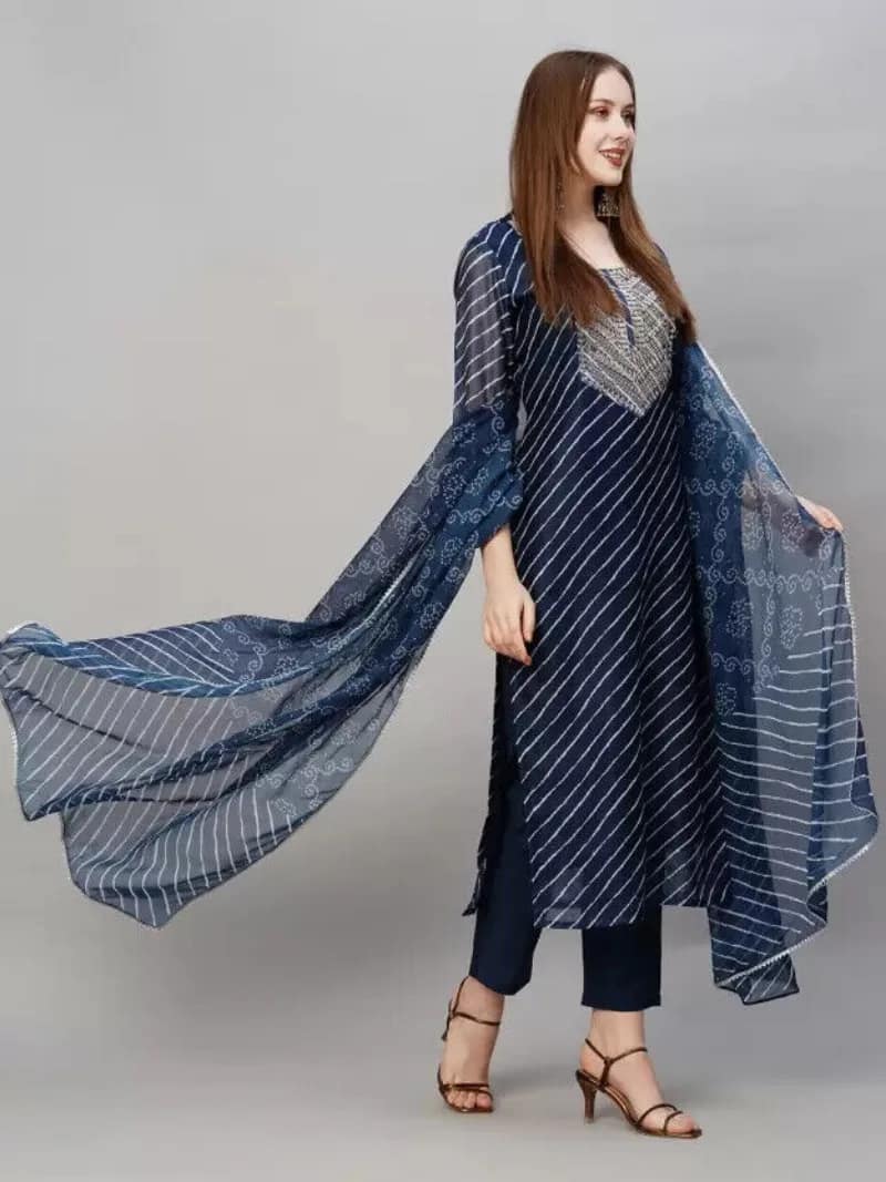 Women's Cotton Blend Kurti Pant Set Indian Salwar Kameez Suit