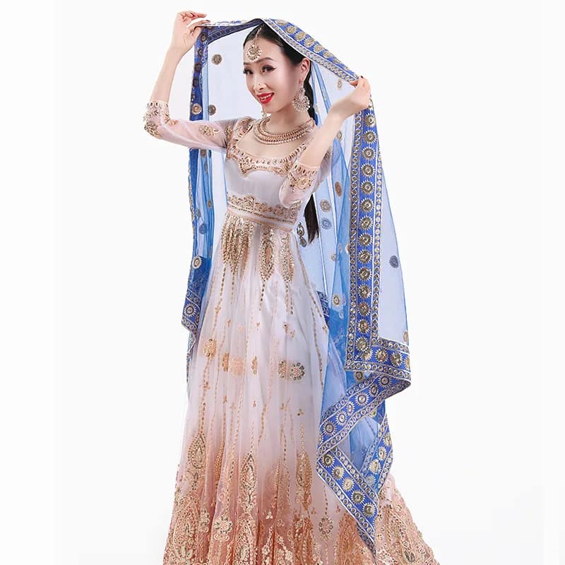 Indian Sari Scarf Mesh Embroidery Ethnic India Pakistan Clothing Silk Headscarf Muslim Shawl Hijab Scarves Women (Only Dupattas)
