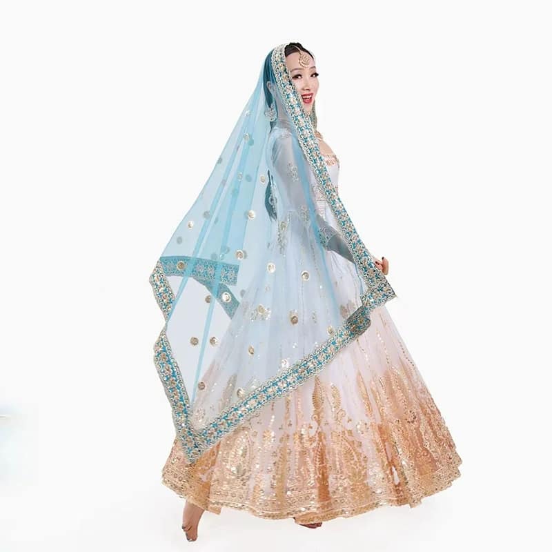 Indian Sari Scarf Mesh Embroidery Ethnic India Pakistan Clothing Silk Headscarf Muslim Shawl Hijab Scarves Women (Only Dupattas)