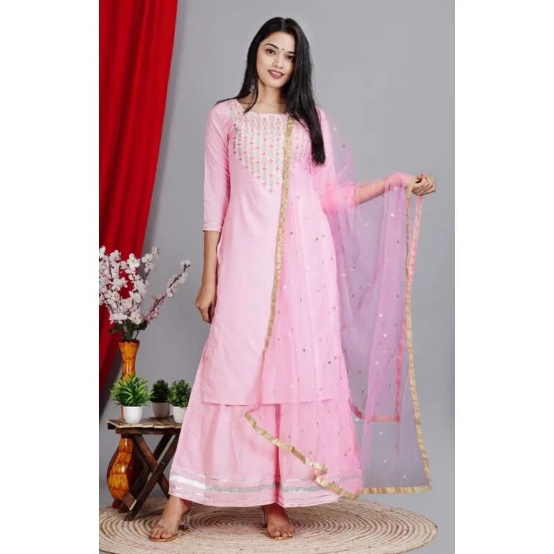 Pink Salwar Kameez Sharara Suit Indian Wedding Dress Pink Floral Kurtas