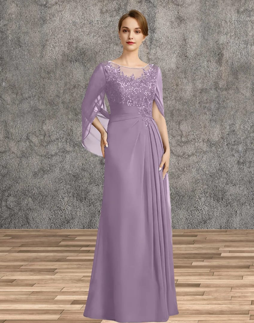 Mother of the Bride Dresses for Wedding Party Dress Long Chiffon Lace Applique Wedding Guest Dresses