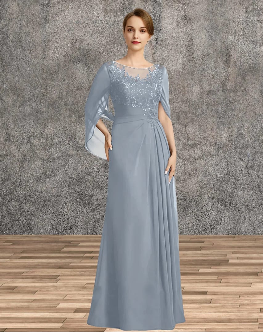 Mother of the Bride Dresses for Wedding Party Dress Long Chiffon Lace Applique Wedding Guest Dresses