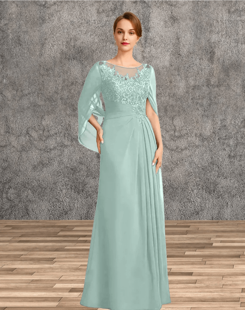 Mother of the Bride Dresses for Wedding Party Dress Long Chiffon Lace Applique Wedding Guest Dresses