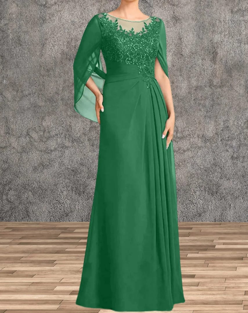 Mother of the Bride Dresses for Wedding Party Dress Long Chiffon Lace Applique Wedding Guest Dresses