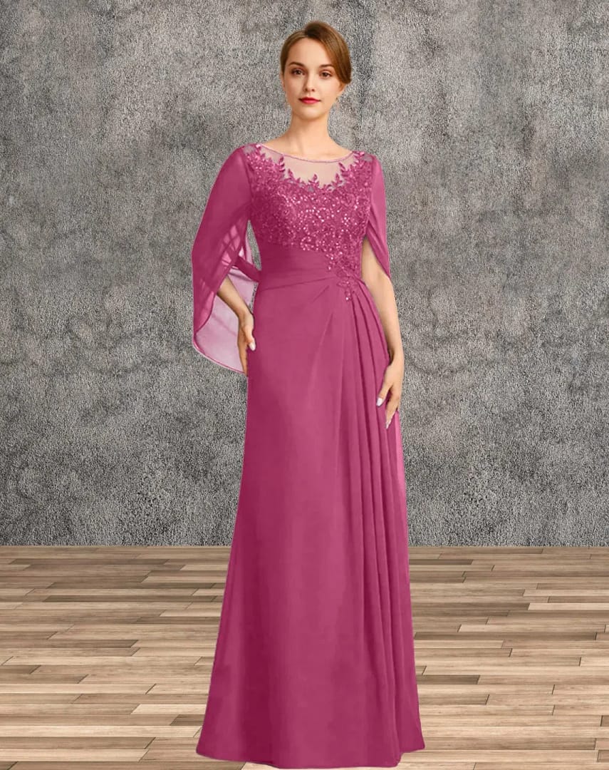 Mother of the Bride Dresses for Wedding Party Dress Long Chiffon Lace Applique Wedding Guest Dresses
