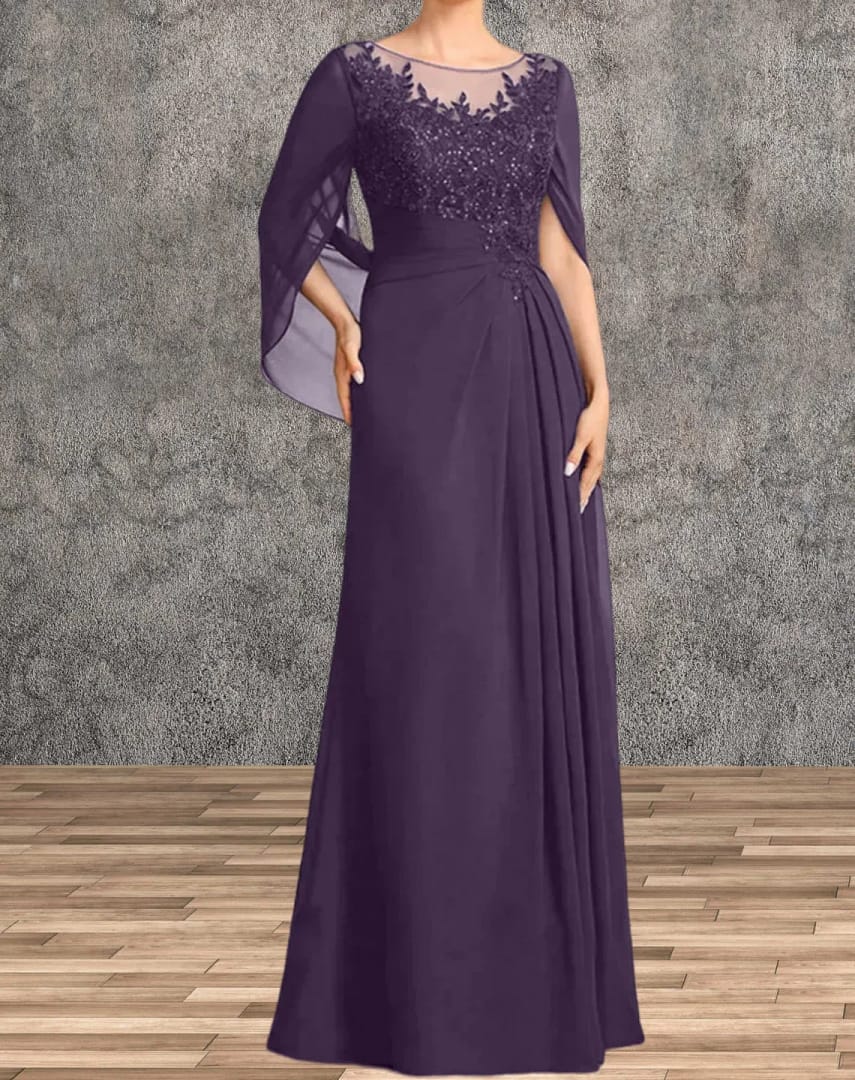 Mother of the Bride Dresses for Wedding Party Dress Long Chiffon Lace Applique Wedding Guest Dresses