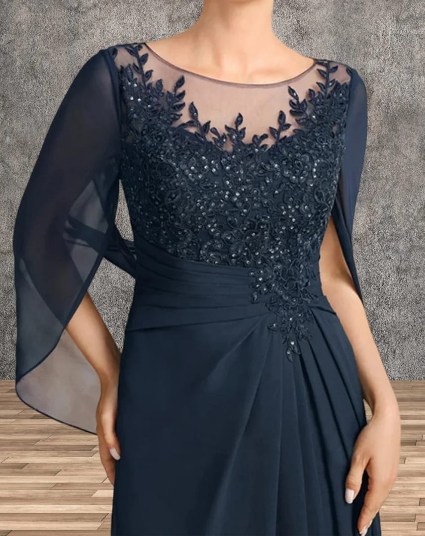 Mother of the Bride Dresses for Wedding Party Dress Long Chiffon Lace Applique Wedding Guest Dresses