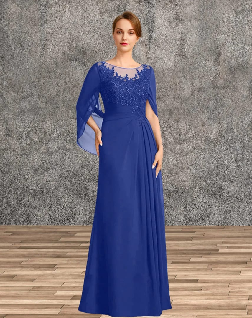 Mother of the Bride Dresses for Wedding Party Dress Long Chiffon Lace Applique Wedding Guest Dresses