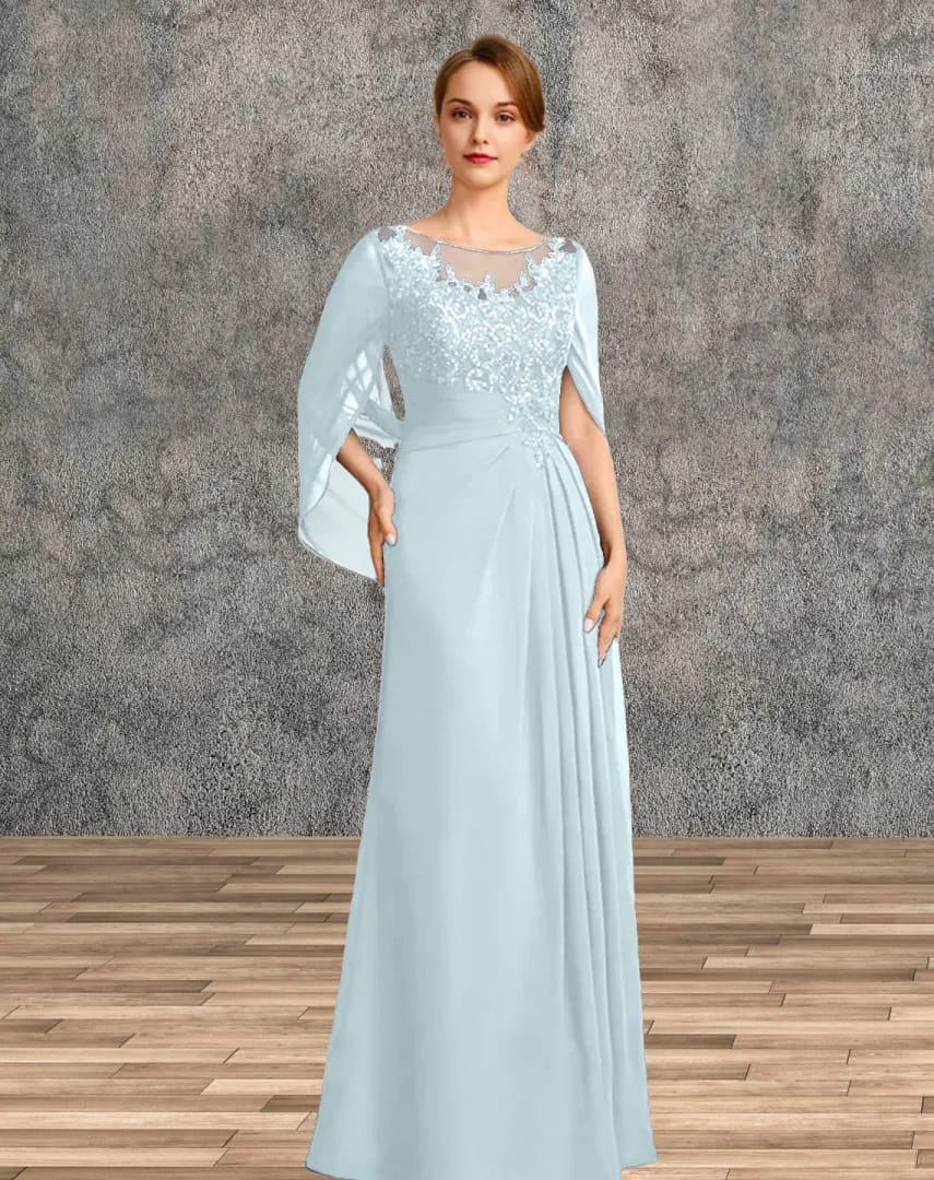Mother of the Bride Dresses for Wedding Party Dress Long Chiffon Lace Applique Wedding Guest Dresses