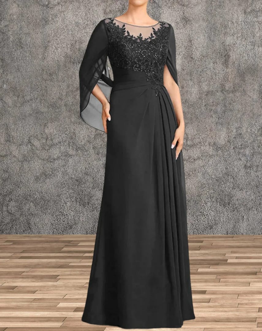 Mother of the Bride Dresses for Wedding Party Dress Long Chiffon Lace Applique Wedding Guest Dresses
