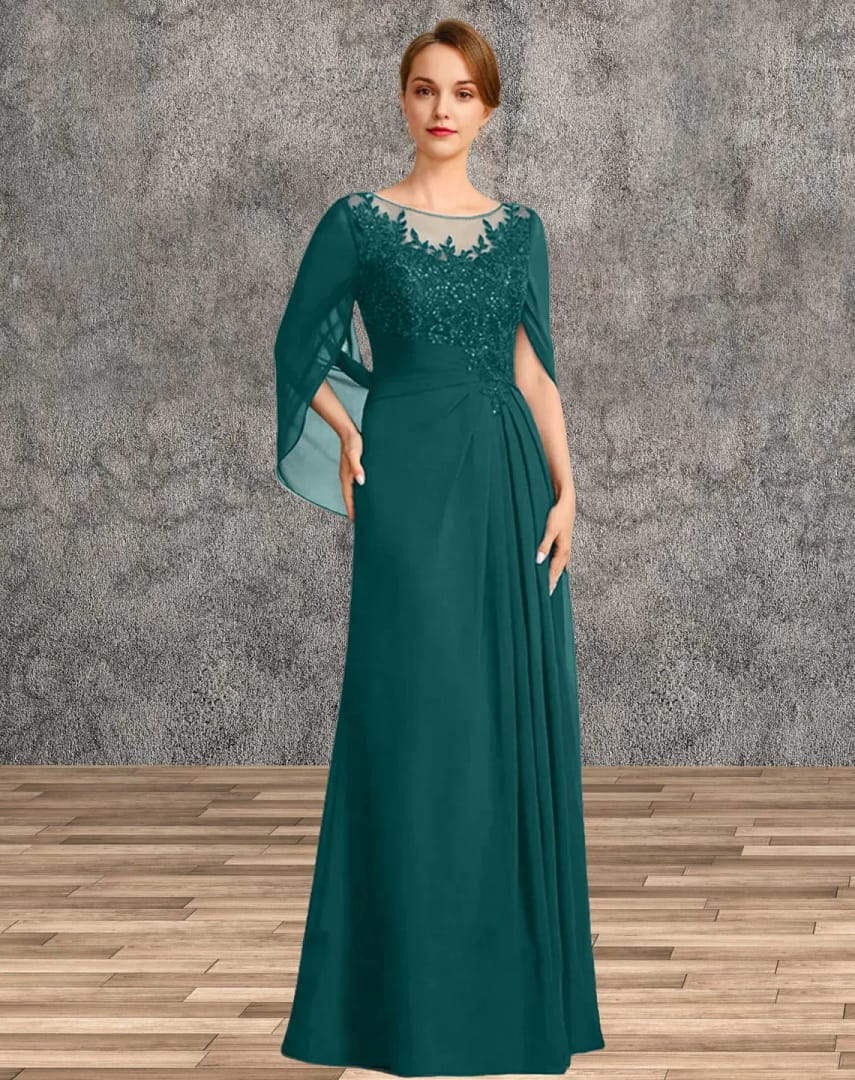 Mother of the Bride Dresses for Wedding Party Dress Long Chiffon Lace Applique Wedding Guest Dresses
