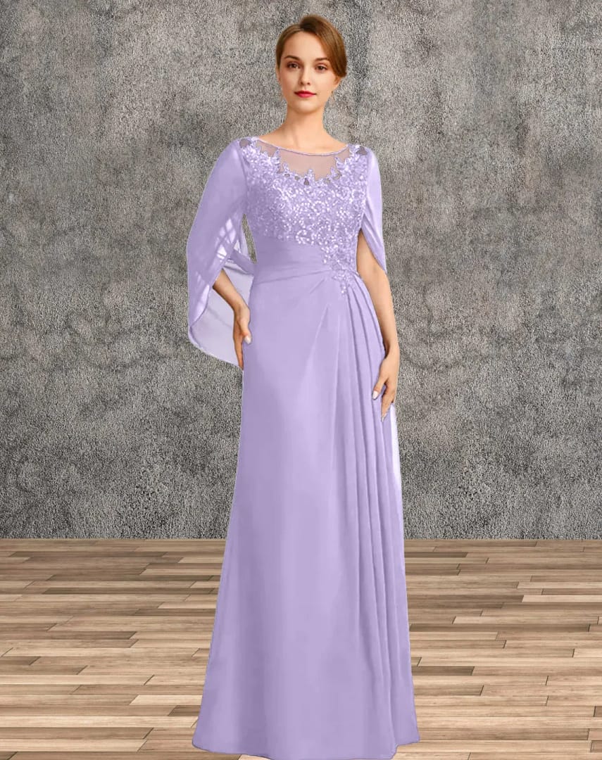 Mother of the Bride Dresses for Wedding Party Dress Long Chiffon Lace Applique Wedding Guest Dresses