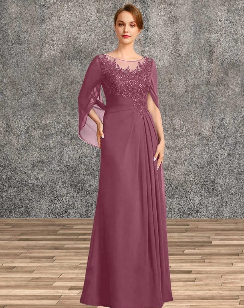 Mother of the Bride Dresses for Wedding Party Dress Long Chiffon Lace Applique Wedding Guest Dresses